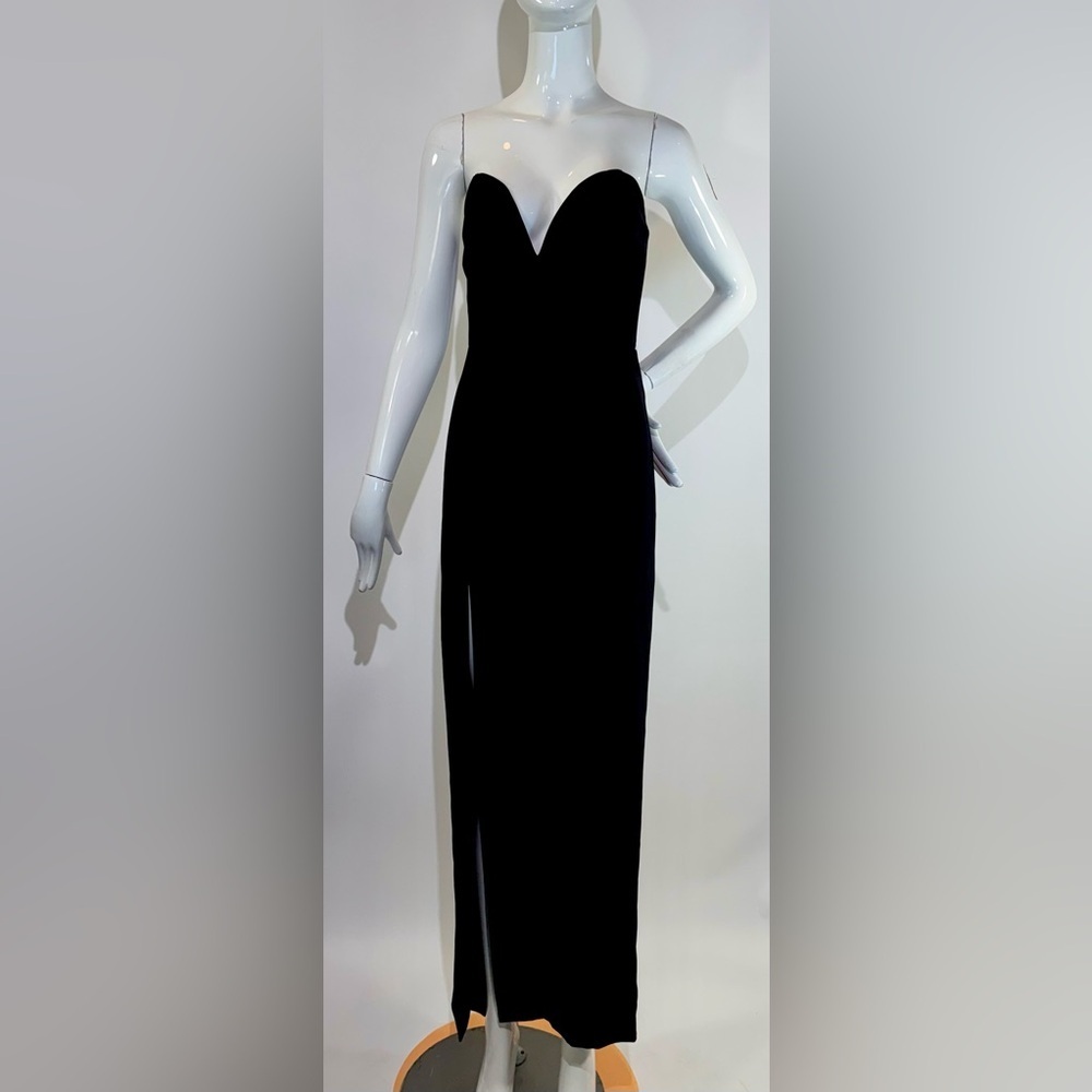 AMANDA UPRICHARD Elegant Black Cherri
Maxi Strapless Side Slit Dress /Gown Sz:P